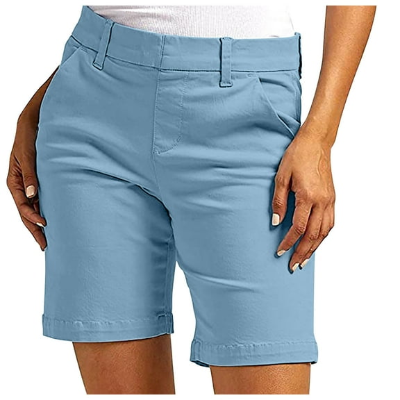 Womens Bermuda Shorts Stretch Twill Shorts Regular Fit Hiking Shorts with Pockets Summer Casual Athletic Shorts