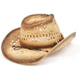 thumbnail image 5 of Straw Cowboy Hat for Women and Men with Shape-It Brim, Western Cowboy Hat, Turquoise/Beads - Tea Stain, 5 of 7