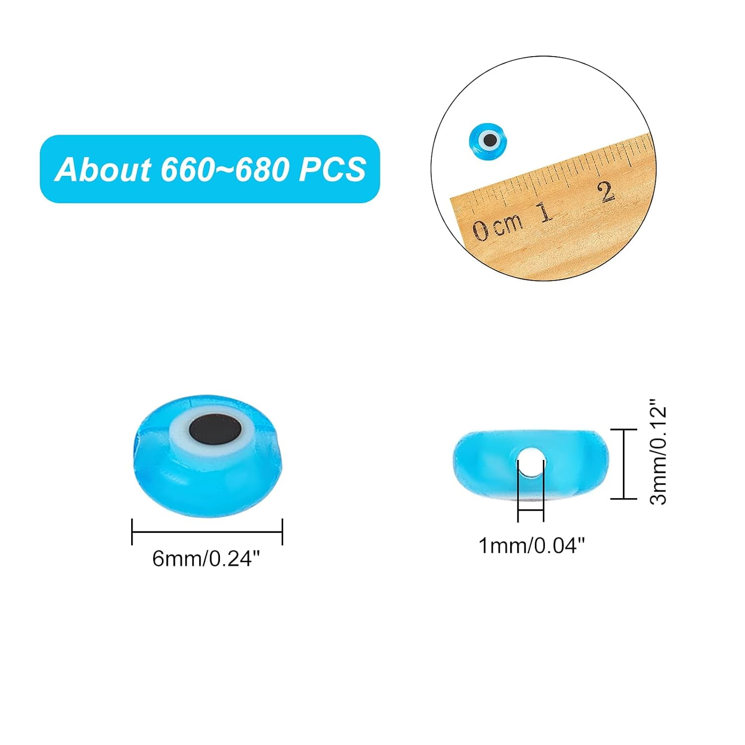 650pcs Lampwork Beads 10 Colors Charms Glass Turkish Beads 6x3mm Flat Round Spacer Beads