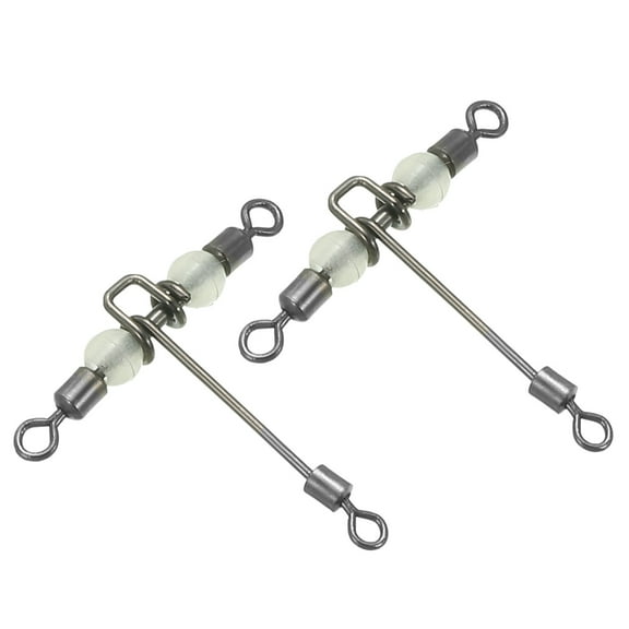 3 Way Swivel 28lbs Cross Line T Turn Rolling Terminal Tackle with Luminous Beads, Black, 10 Pack