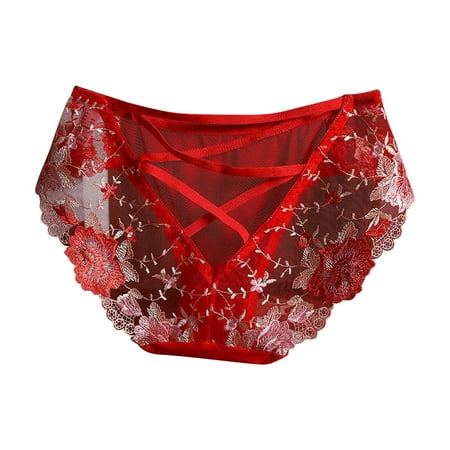 Bigersell Womans Underwear Clearance Ladies Underwear Panties Tangas Panty Style P-60 Spandex Thong Panties High Waisted Thongs Ladies Briefs High Waist Women s Panties Red L