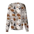 thumbnail image 4 of DENGDENG Halloween Scrub Jackets for Women Snap Front Pumpkin Bats Print Nurse Uniform Workwear Long Sleeve Button Down Halloween Scrub Tops Fall Stretch Blouses Gray M, 4 of 4