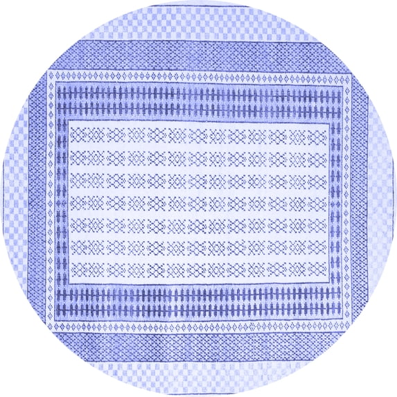 Ahgly Company Indoor Round Abstract Blue Contemporary Area Rugs, 4' Round