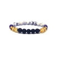 thumbnail image 2 of Natural Amethyst, Citrine, Black Lava & Howlite 8mm round Shape smooth Cut Beads Stretchable Bracelet for Men & Women., 2 of 2