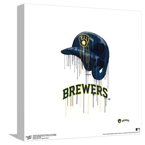 Gallery Pops MLB Milwaukee Brewers - Drip Helmet Canvas Wall Art, Unframed Version, 12" x 12"