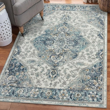 Luxe Weavers Vintage Oriental Ivory 6x9 Area Rug for Living Room