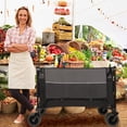 thumbnail image 5 of Extra Large 300L Tall Heavy-Duty Folding Wagon Cart with 480lbs Capacity – All-Terrain Wheels, Side Pockets, Brakes & Drink Holders for Camping, Beach, Sports, Gardening, Black- Gray, 5 of 9