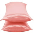 thumbnail image 4 of Auchen Satin Pillow Case, 2 Pack Satin Queen Silky Pillowcase for Hair and Skin, Satin Pillowcase Set of 2-Standard Size (20"x26")Blush-1, 4 of 9