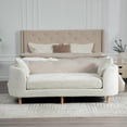 thumbnail image 5 of YWEN 77.2" Chenille End of Bed Bench Chaise Lounge, Upholstered Bedroom Bench with Arms & Bolster Pillows, Rubberwood Legs for Living Room Apartment Guest Room, 5 of 9