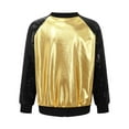 thumbnail image 6 of IEFIEL Girls Shiny Metallic Jacket Outerwear Long Sleeve Sequins Coat Hip Hop Street Dance Costume Gold 12, 6 of 7