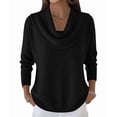 thumbnail image 3 of Sweater for Women Knit Winter Clothes Casual Loose Sweaters Fall Fashion Cowl Neck Long Sleeve Trendy Pullover Black XL, 3 of 7