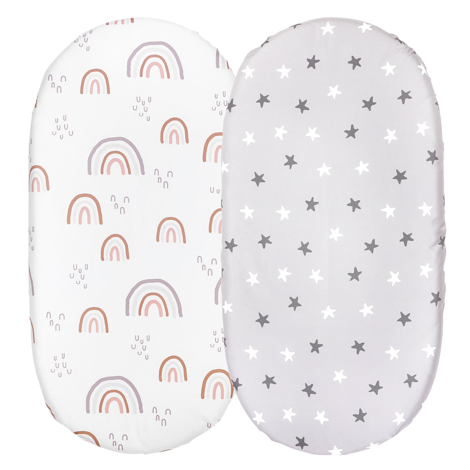 Gllquen Baby Gray and White Bassinet Fitted Sheet Set, 2 Pack, for Newborn Infant Baby Girl or Boy Nursery Bedding, Gender Neutral