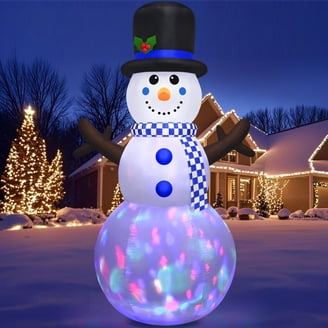 Gemmy Inflatable Snowman, LED Light-Up, 7 ft Yard Decoration