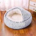 thumbnail image 2 of 2 in 1 Plush Round Cat Bed Sleeping Bag Nest for Small Dogs Medium dogs  Pet Mattress Warm Soft Comfortable Basket Cat Dog ShopWise Round, 2 of 11