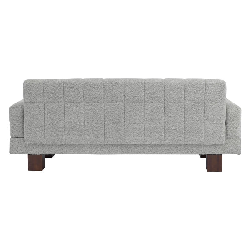 Upholstered 2-3 Seater Loveseat, Boucle Fabric Biscuit Backrest Sofa with Square Arms, Modern Couch with Solid Wood Legs