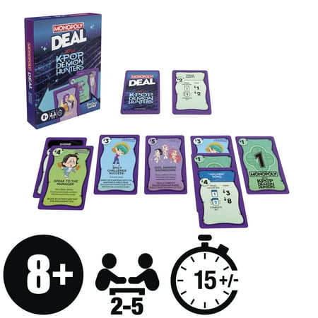 Monopoly Deal: KPop Demon Hunters Card Game, 15 Mins., Family Games for Kids and Teens, Ages 8 and up