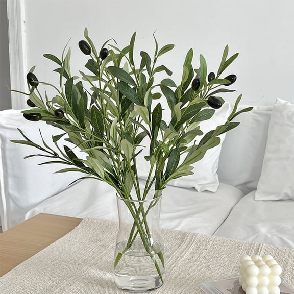 1 Pack Olive Branches for Vases, Artificial Olive Tree Plant Greenery Stems, 15" Fake Fruits Silk Plants for Home Outdoor Decor Aesthetic,DIY Floral Arrangements,(Vase Not Included),Green,15"