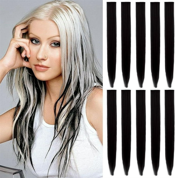 Pelucas con flequillo para mujer, peluca ondulada suelta, extensiones de cabello de colores para niñas, con clip fijo para un uso fácil, no se afloja fácilmente, ideal para uso diario, fiestas y peina