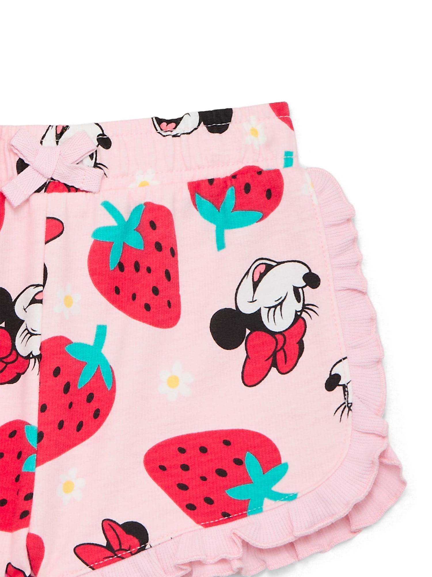 Minnie Mouse Baby Girls Allover Print Ruffle Shirt and Shorts Set, 2 Piece, Sizes 0/3M-24M
