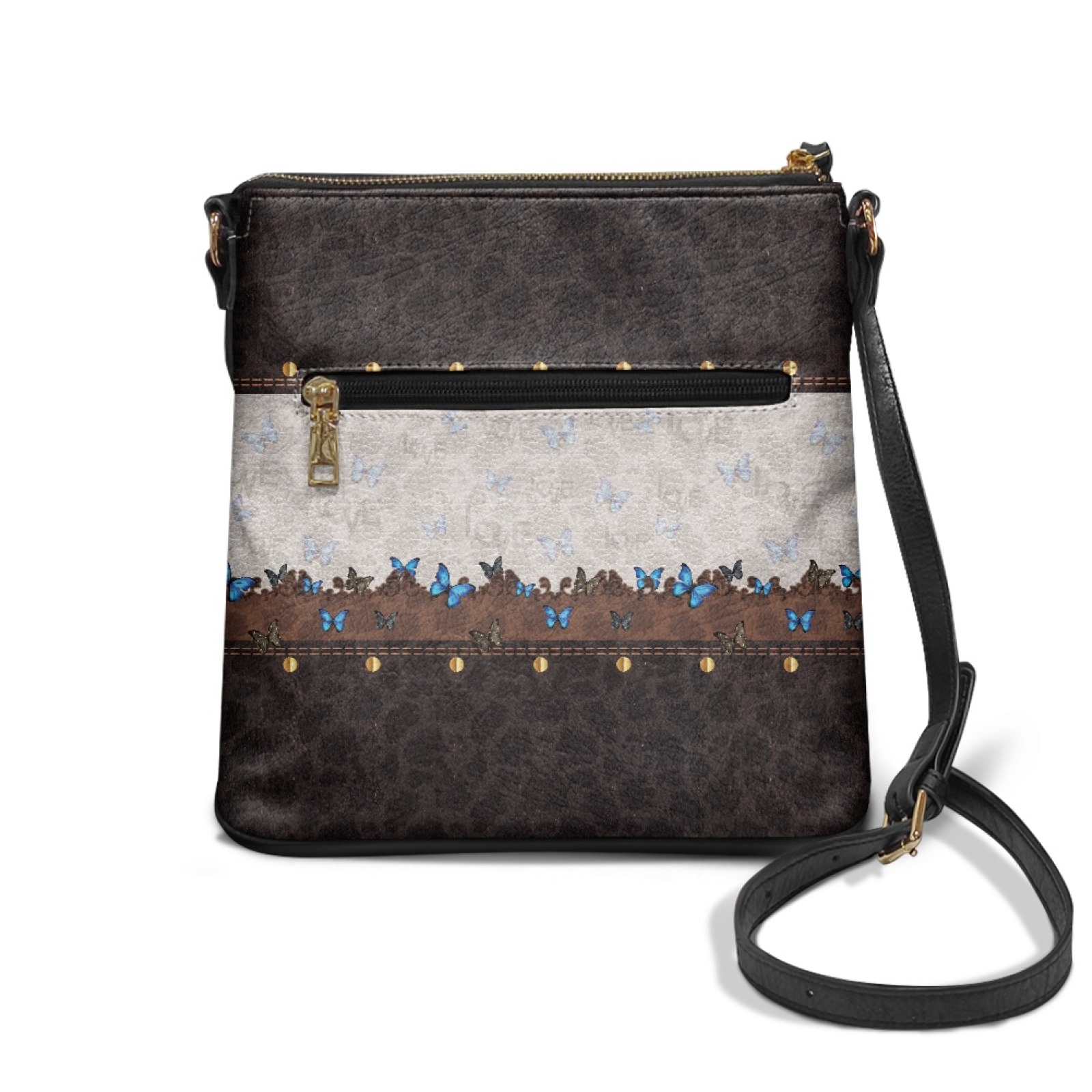 ZUXONGSY Butterfly Cow Spot Leather Print Crossbody Bags for Women Fashion Shoulder Bag Phone Wallet Waterproof Crossbody Purse Pocketbook with Zipper for Dating Shopping