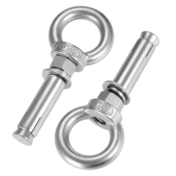 Unique Bargains M12 x 80 Expansion Eyebolt Eye Nut Screw with Ring Anchor Raw Bolts 2 Pcs