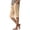 Khaki, variant on Cotton Linen Capri Pants for Women Lightweight Elastic Waist Loose Fit Straight Leg Casual Capris with Pockets
