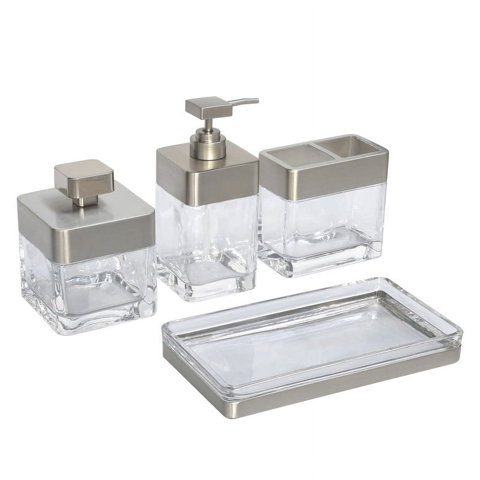Better Homes & Gardens Rectangular Metal & Glass Vanity Tray, Clear