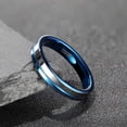 thumbnail image 3 of Wedding Rings for Women's 4mm Silver & Blue Groove Line Tungsten Band., 3 of 6