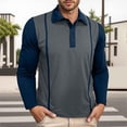 thumbnail image 2 of Mens Polo Shirts Male Long Sleeve Shirts Slim Fit Casual Button Down Collar Shirt Stylish Contrast Color Top For Fall Winter Leisure, 2 of 8