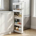 thumbnail image 4 of Lavish Home Slim Rolling Storage Cart On Wheels - 5-Tier Rolling Utility Cart for Bathroom, Kitchen, and Laundry Room Storage- Bathroom Shelves (White), 4 of 10