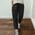 thumbnail image 2 of ZZwxWA Linen Pants Women Drawstring Waist Jogger Pants Cotton Straight Leg Pants Loose Fit Summer Pants with Pockets, 2 of 5
