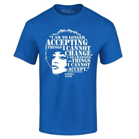 Shop4Ever Men s Changing The Things I Cannot Accept Angela Davis Graphic T-shirt X-Large Royal Blue