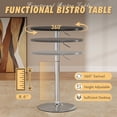 thumbnail image 3 of Homall 1 Piece Bar Table Height Adjustable Bistro Pub Table Cocktail Round Table with Metal Base, Black/Sliver, 3 of 7