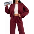 thumbnail image 2 of Conjuntos de Salón para Mujer, Conjunto Deportivo de 2 Piezas, Sudadera, Pantalón Deportivo de Pierna , Conjunto Deportivo A Juego Vino Tinto L, 2 of 9