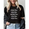 thumbnail image 1 of Women's "Praise God" Inspirational Print T-Shirt - 100%, Crew Neck, Short Sleeve, Perfect for Spring & Summer, Machine Washable, Summer Fashion|Casual |Medium Elasticity, Ladies T Shirts, 1 of 6