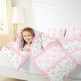 thumbnail image 4 of Homewish Girls Floral Flower Full Size Comforter Sets, White Pink Checkered Bedding Comforter Set, Cute Bow Knot Bedding Sets, Lightweight Room Decor, 4 of 8