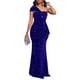 thumbnail image 1 of Vestido largo Cololura para mujer con lentejuelas en un solo hombro, azul, 1 of 9