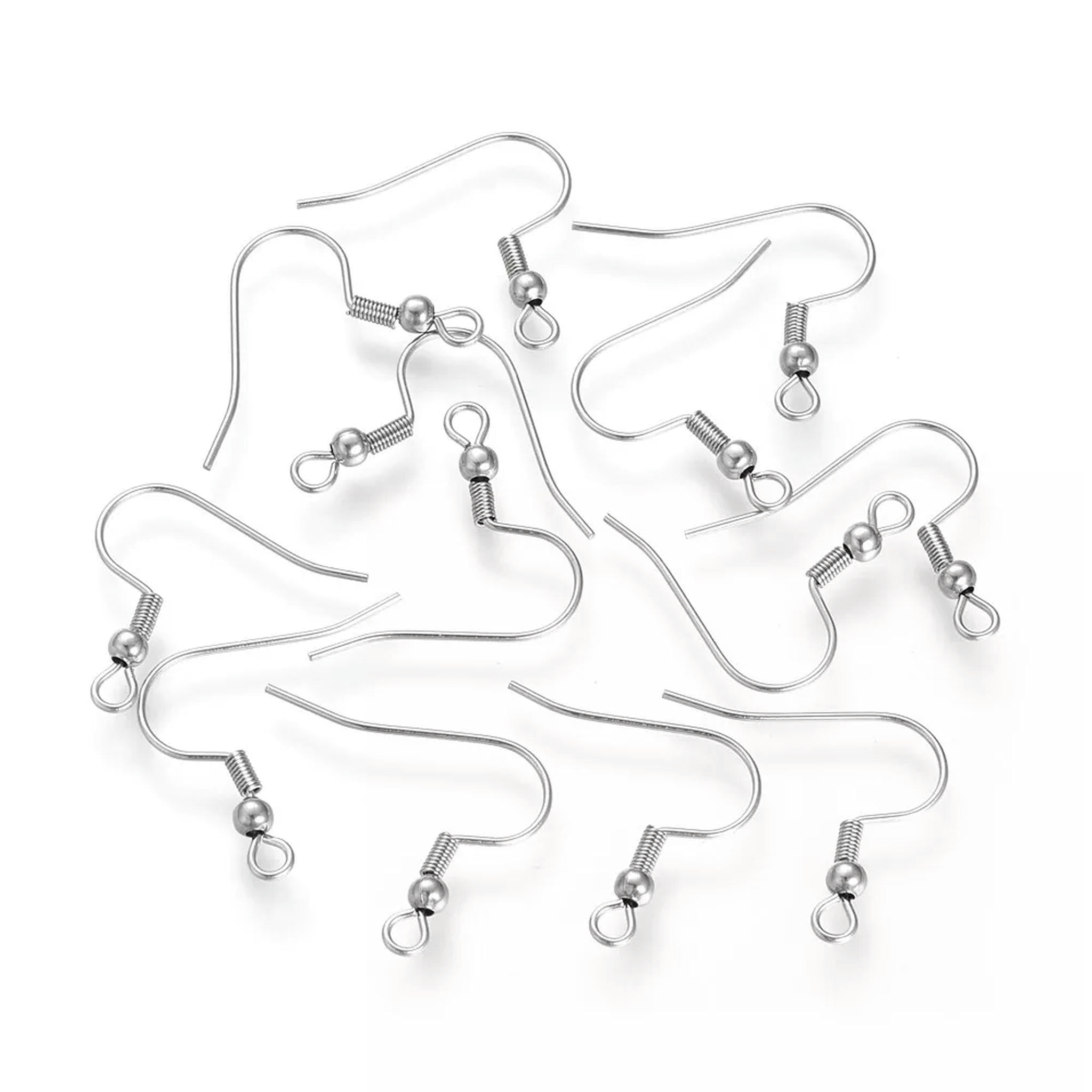 U8MO 1000pcs 304 Stainless Steel Earring Hooks Ball End Earwire Findings Loop 21x21mm