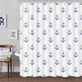 thumbnail image 3 of Nautical Anchor Shower Curtain for Bathroom, Navy Blue White Beach Coastal Beachy Fabric Shower Curtains Set Decorative, Ocean Men Boys Kids Restroom Decor Accessories Hooks Included 72x72 Inch, 3 of 6