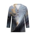 thumbnail image 5 of ibuvkizy Women's 2025 Fashion Button Shirts Summer Loose 3/4 Sleeve Tops Cute Print V-Neck Casual Blouses Button Up Shirts for Women,Sizes S-4XL, 5 of 5