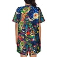 thumbnail image 6 of Susaid Colorful Floral Forest Fairy Print Women's Pajama Set, Button-Up Sleepwear with Elastic Waist Shorts, Perfect for Lounging, Yoga, Beach, and Casual Wear-X-Large, 6 of 7