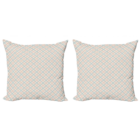 Ambesonne Floral Throw Pillow Cover 2 Pack, Pastel Color Motifs, 18", Cream Salmon Pale Blue