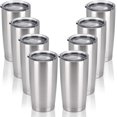 thumbnail image 6 of Gingprous 8 Pack 20 oz Stainless Steel Travel Tumblers with Lids Straws , Vacuum Insulated Coffee Cup ，Silver, 6 of 8