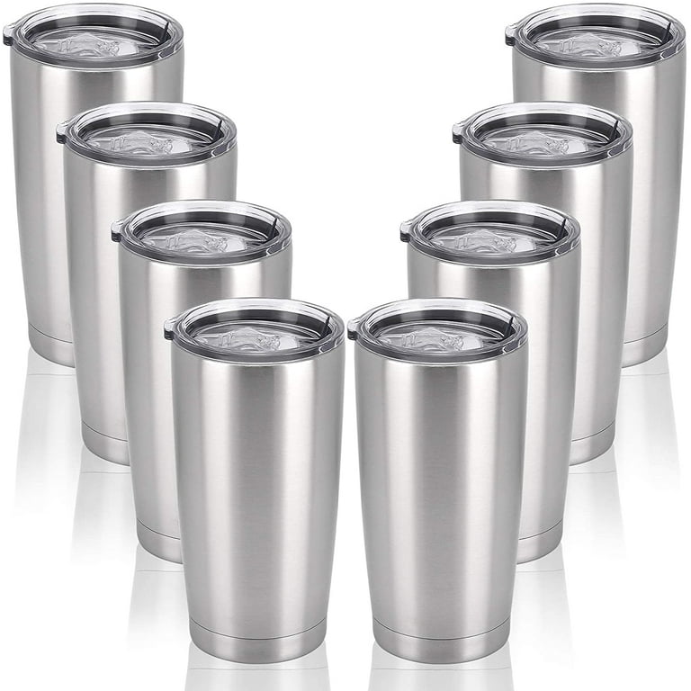 Gingprous 8 Pack Stainless Steel Skinny Tumblers with Lid Straw, 20 oz  Vacuum Tumbler, White
