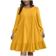 thumbnail image 1 of Ixbnca Robes à Manches Longues pour Femmes Grande Taille Col Ras du Cou Robe T-Shirt Ample Unie Robes Décontractées pour Femmes, 1 of 6