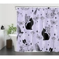 thumbnail image 2 of HVEST Floral Cat Shower Curtain with Wildflower Butterfly and Bird Rabbit Design - Animal Purple Bathroom Decor, Waterproof Polyester Fabric, Includes 12 Hooks, 72x72 Inches, 2 of 7