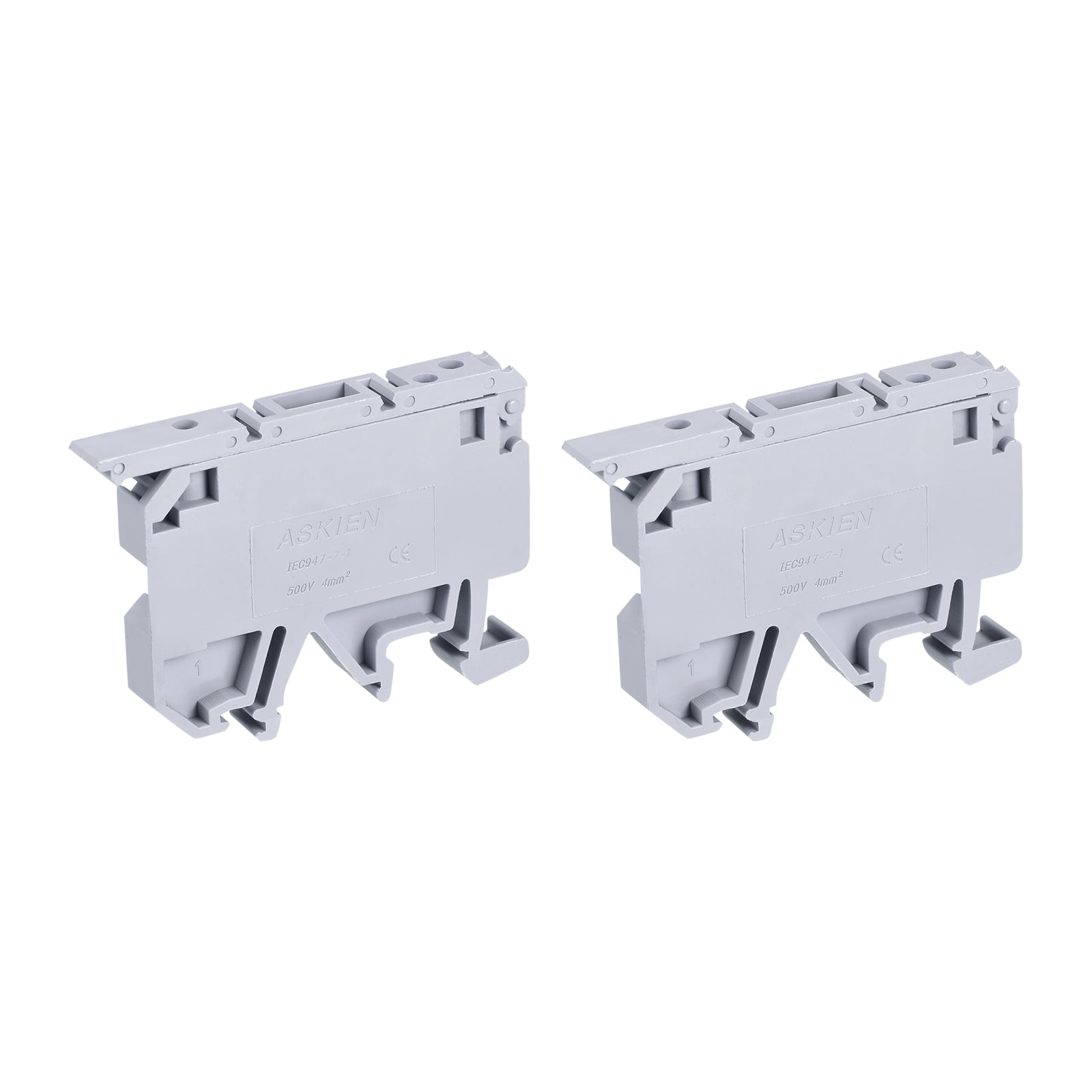 DIN Rail Mount Fuse Holder Terminal Blocks Grey ASK1/EN LD 220V Pack of