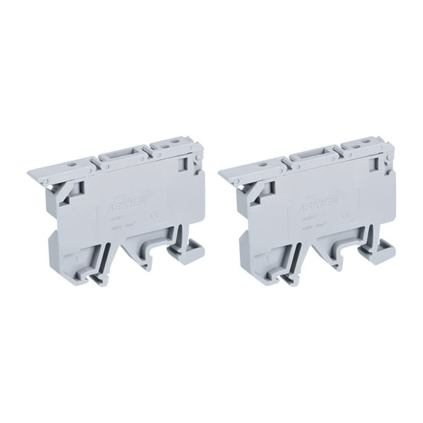 DIN Rail Mount Fuse Holder Terminal Blocks Grey ASK1/EN LD 220V Pack of