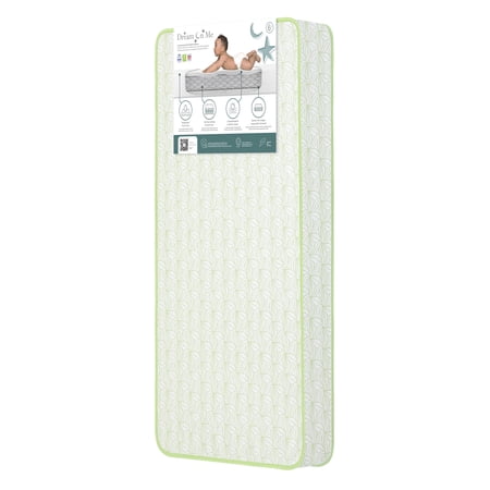 Dream On Me Snug Support 6” 150-Coil Inner Spring Crib & Toddler Mattress | Waterproof Vinyl Cover | Greenguard Gold Certified | Reinforced Edge Support | Green Butterfly Meadow