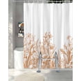 thumbnail image 3 of Split Shower Curtain for Transfer Bench, Wildflower Leaf Fabric Shower Curtains for Bathroom, Brown Floral Botanical White Watercolor Tub Sliding Transfer Bench Waterproof Bath Curtains 72"x78", 3 of 9